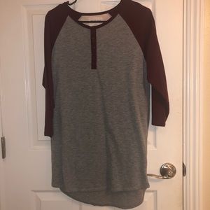 Maroon and grey henley